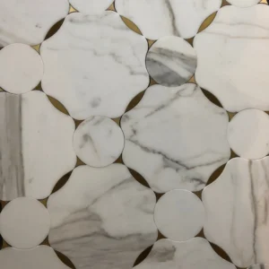 Lexy Calacatta Brass Polished Mosaic Waterjet